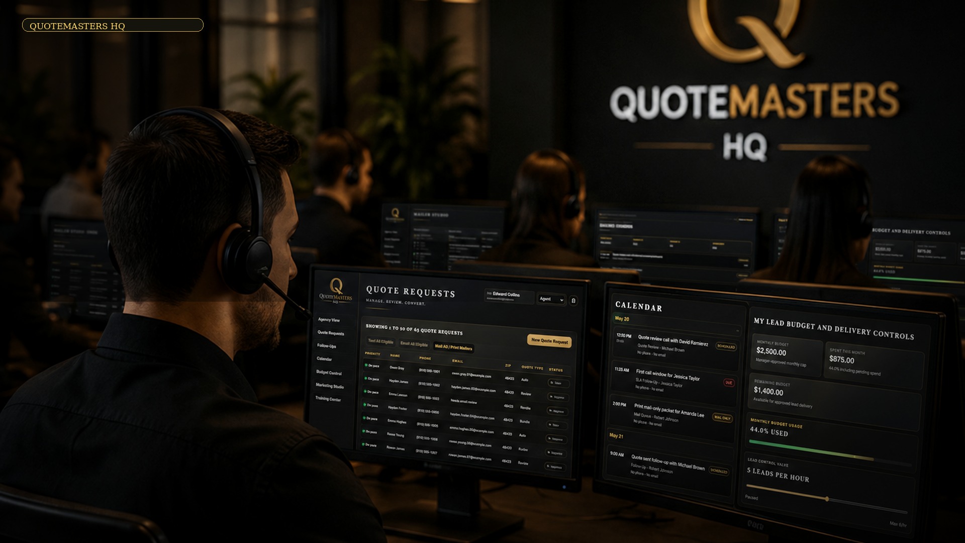 Insurance call support team managing quote request follow-up